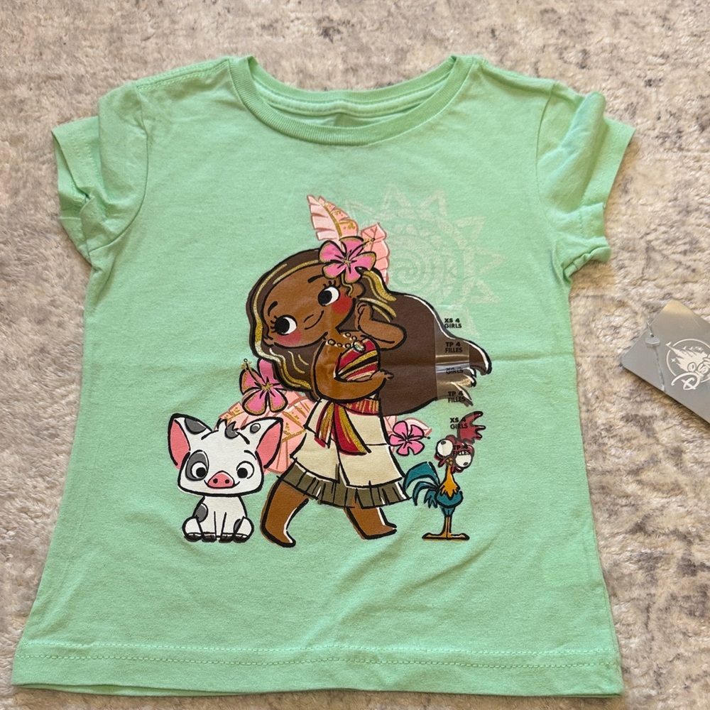 NWT XS/4 Disney Kids Mint Green Moana T-Shirt